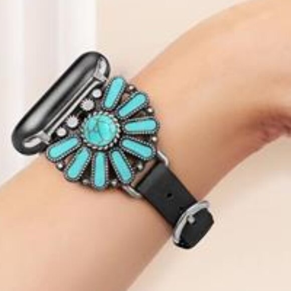 NEW Black Leather Stylish Apple Watch Band main image 4